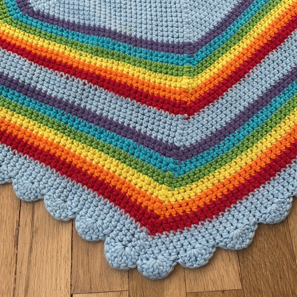 Rainbow Crocheted Hexagon Baby Blanket 🌈 - Picture 3 of 7